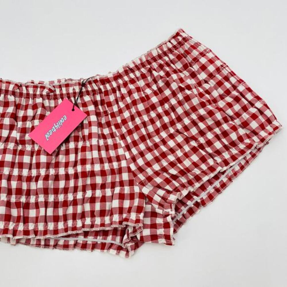 Edikted red gingham smocked bloomers - Picture 2 of 5